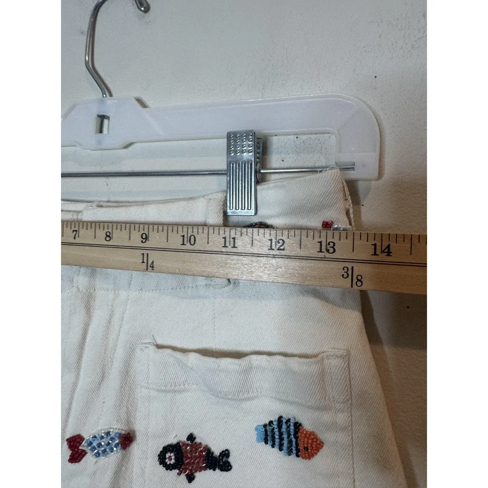 Maeve Shorts Womens 29 White The Colette Short Beaded Fish Denim 4